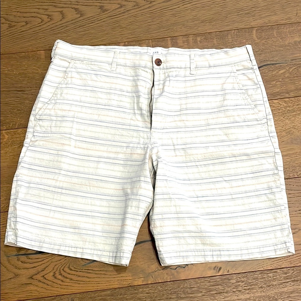 GAP Men’s Khaki Striped Chino Flat Front Shorts 10” Size 36